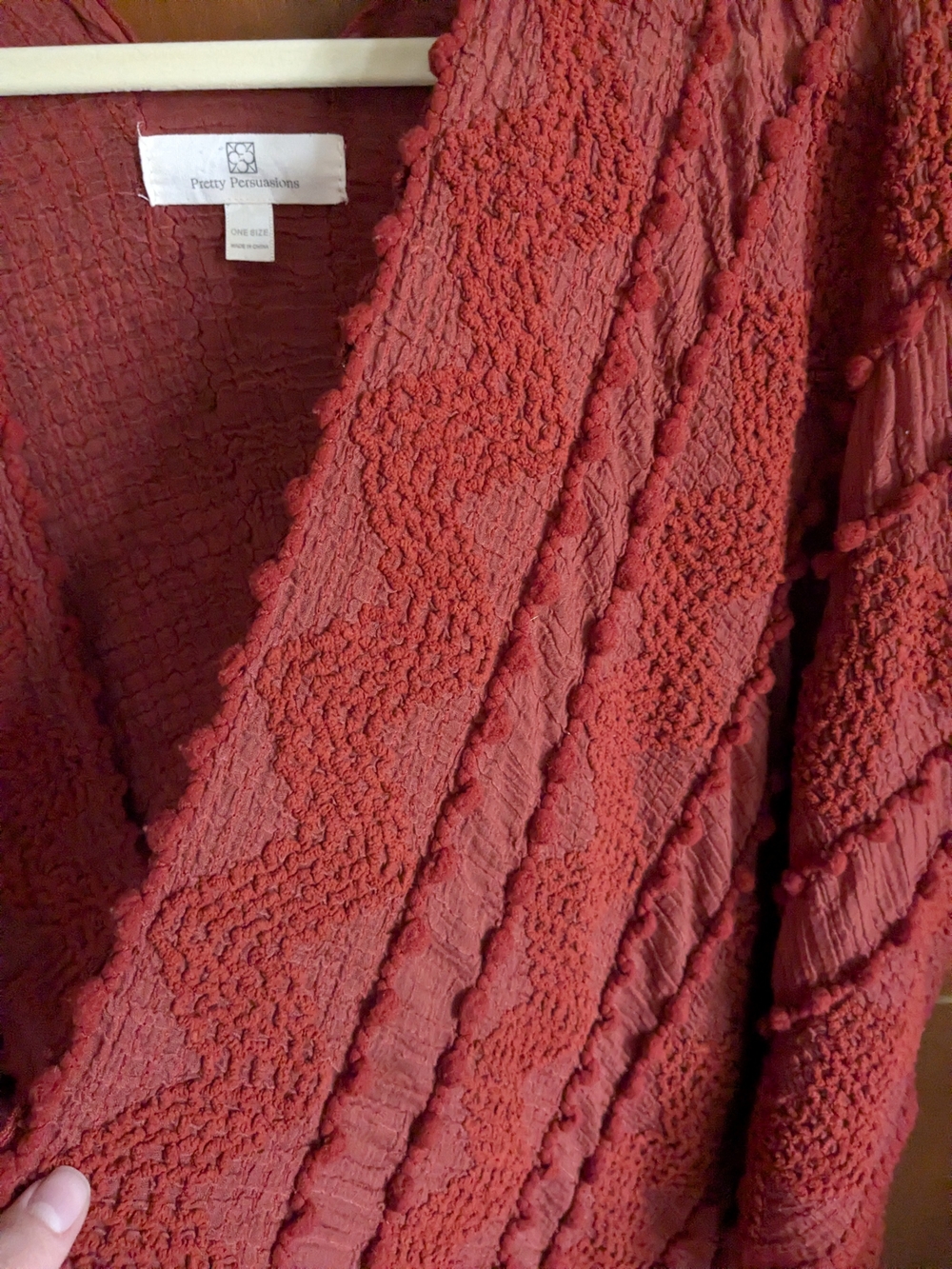 Textured Open-Front Knit Cardigan Sweater - Rust - Picture 4 of 9